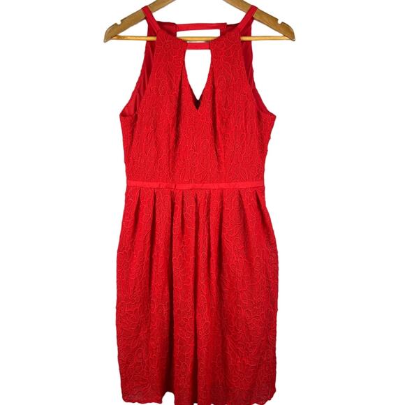 Adrianna Pappell English Garden Fit & Flare in Persimmon with Pockets Size 8 - Picture 1 of 10